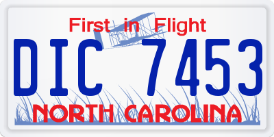 NC license plate DIC7453