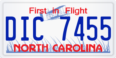 NC license plate DIC7455