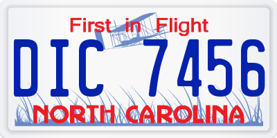 NC license plate DIC7456