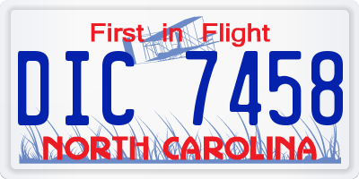 NC license plate DIC7458