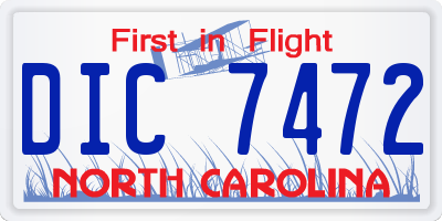 NC license plate DIC7472