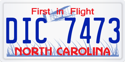 NC license plate DIC7473