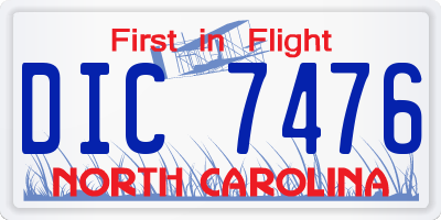 NC license plate DIC7476