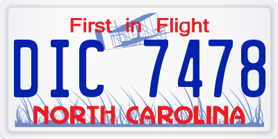 NC license plate DIC7478
