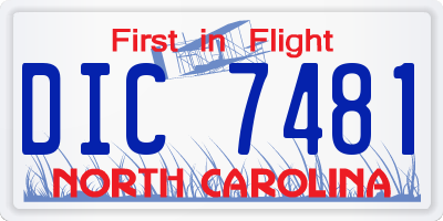 NC license plate DIC7481