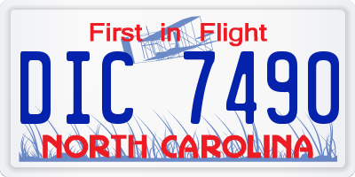 NC license plate DIC7490