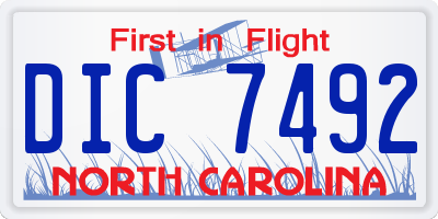 NC license plate DIC7492
