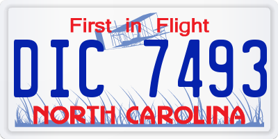 NC license plate DIC7493