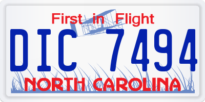 NC license plate DIC7494