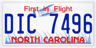 NC license plate DIC7496