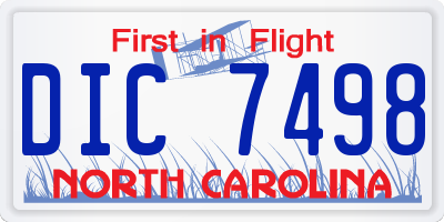 NC license plate DIC7498
