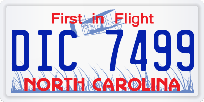 NC license plate DIC7499
