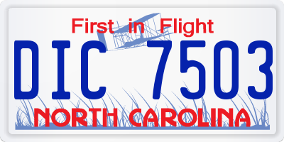 NC license plate DIC7503