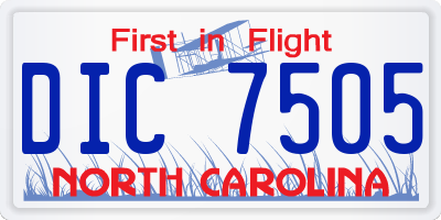 NC license plate DIC7505