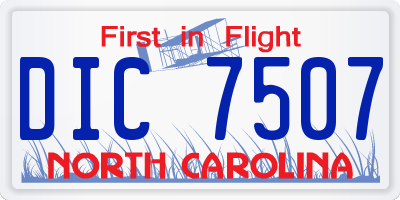 NC license plate DIC7507