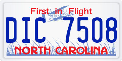 NC license plate DIC7508