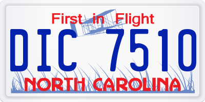 NC license plate DIC7510