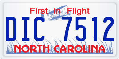 NC license plate DIC7512