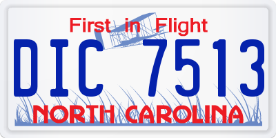 NC license plate DIC7513