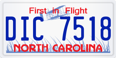 NC license plate DIC7518