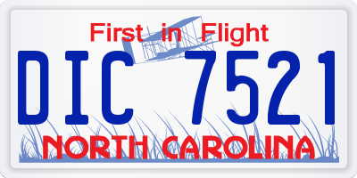 NC license plate DIC7521