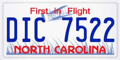 NC license plate DIC7522