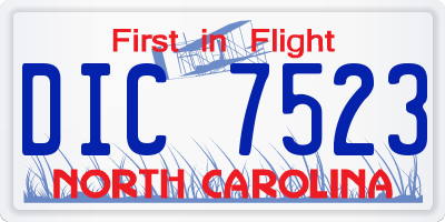 NC license plate DIC7523