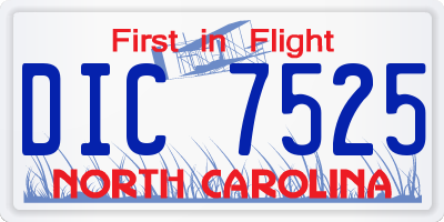 NC license plate DIC7525