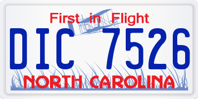 NC license plate DIC7526
