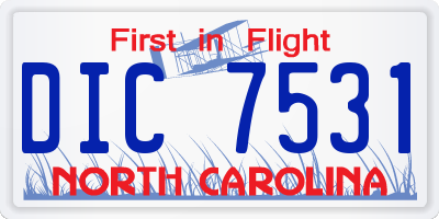 NC license plate DIC7531
