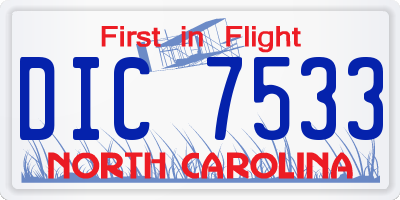 NC license plate DIC7533