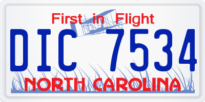 NC license plate DIC7534