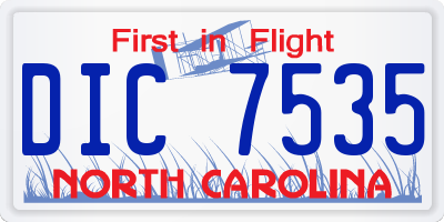 NC license plate DIC7535