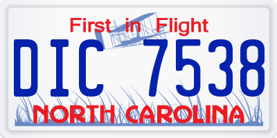 NC license plate DIC7538