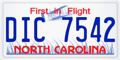 NC license plate DIC7542