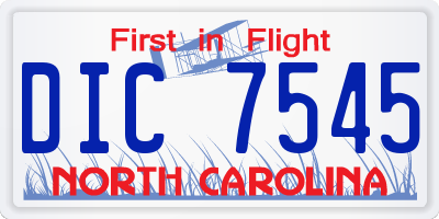 NC license plate DIC7545