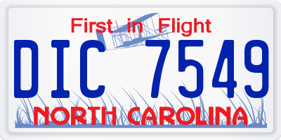 NC license plate DIC7549