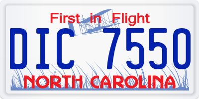 NC license plate DIC7550