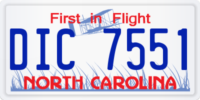 NC license plate DIC7551