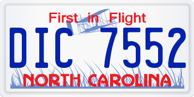 NC license plate DIC7552