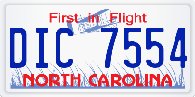 NC license plate DIC7554