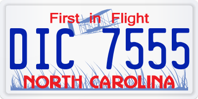 NC license plate DIC7555