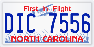 NC license plate DIC7556