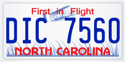 NC license plate DIC7560