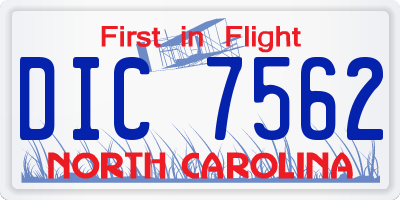 NC license plate DIC7562