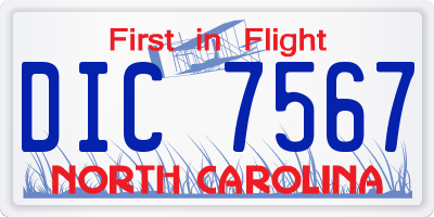 NC license plate DIC7567