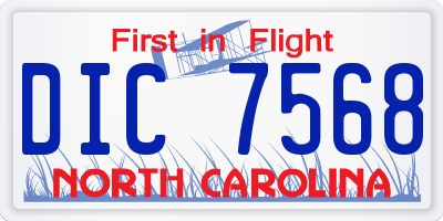 NC license plate DIC7568