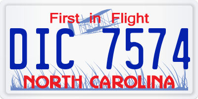 NC license plate DIC7574