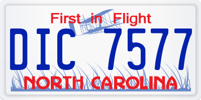 NC license plate DIC7577