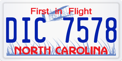NC license plate DIC7578